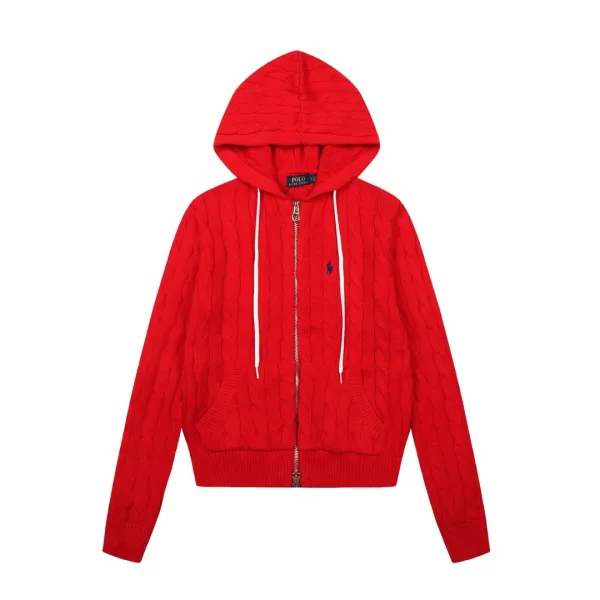 Polo Ralph Lauren Cable Knit Hooded Zip-Up Sweater Black - 15