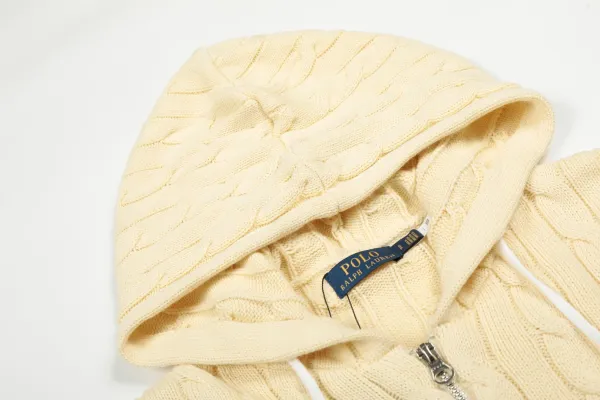 Polo Ralph Lauren Cable Knit Hooded Zip-Up Sweater Black - 23