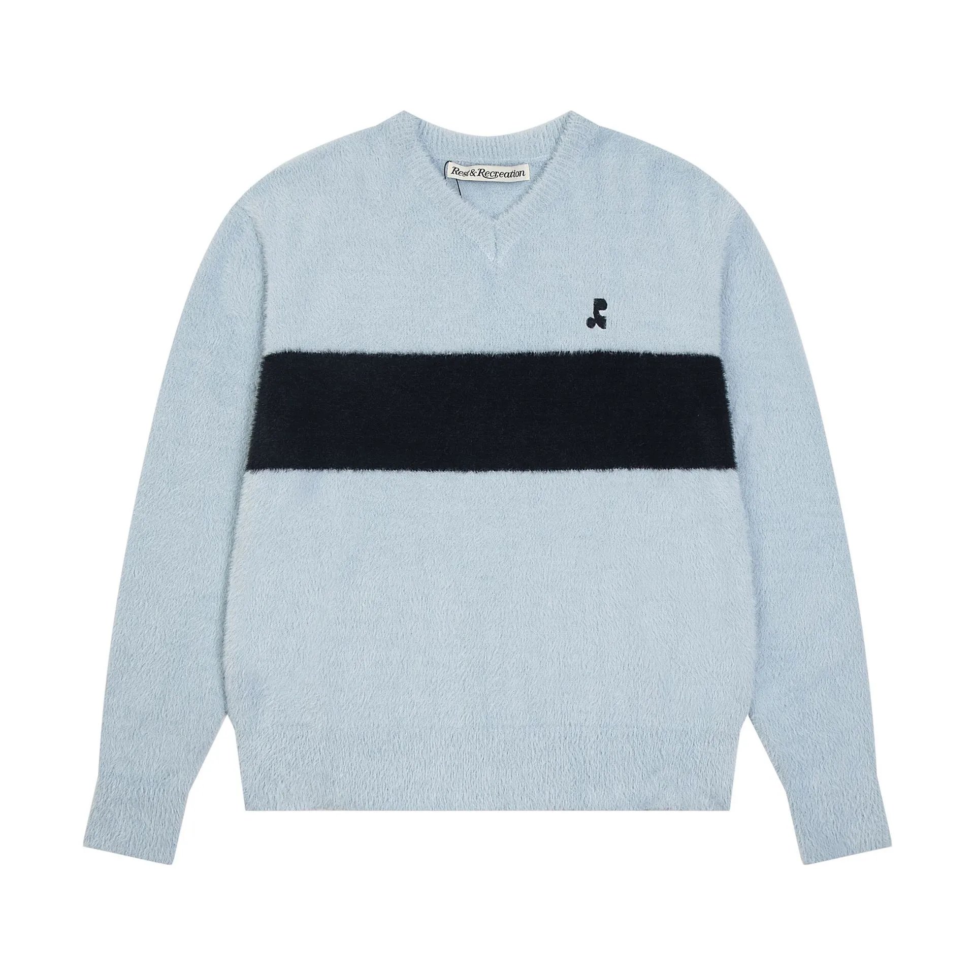 Rest & Recreation Stripe V-Neck Sweater Navy and White - 13