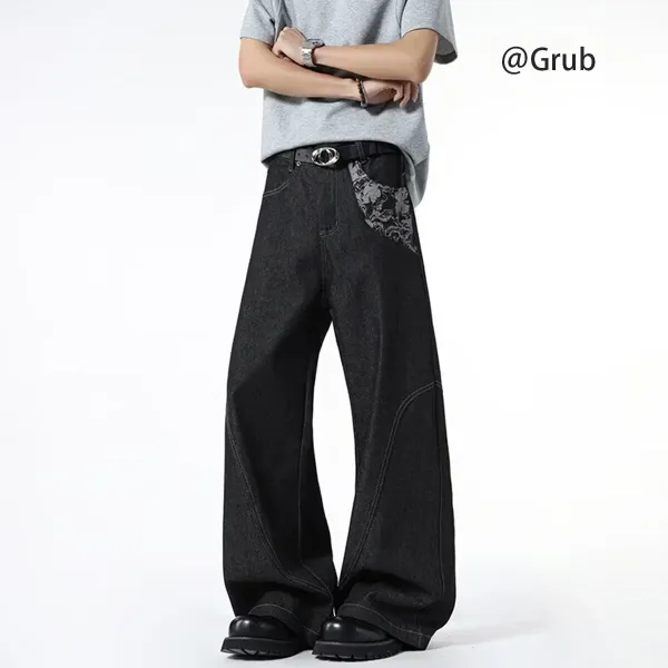Gallery Dept. Embroidered Wide-Leg Black Jeans - 9