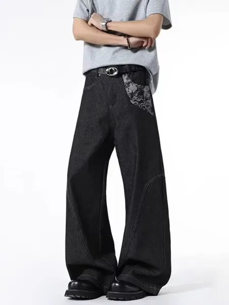 Gallery Dept. Embroidered Wide-Leg Black Jeans - 11