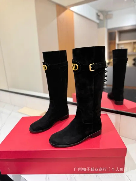 Valentino Garavani VLogo Knee Boots Black - 5
