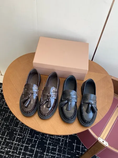 Prada Tassel Loafers Black Leather Shoes - 5