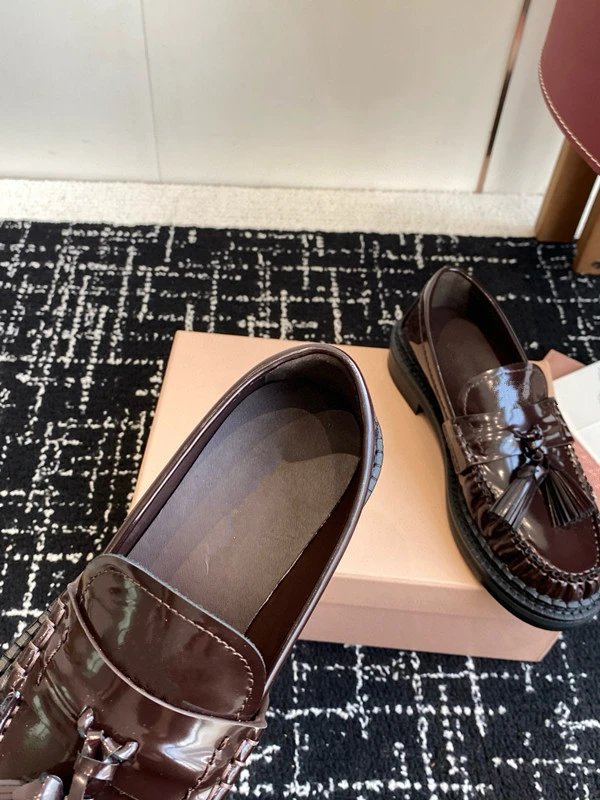 Prada Tassel Loafers Black Leather Shoes - 11