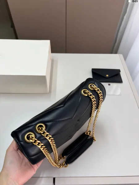 Saint Laurent Loulou Chain Bag Burgundy Shoulder Bag - 9