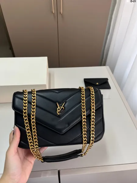 Saint Laurent Loulou Chain Bag Burgundy Shoulder Bag - 10