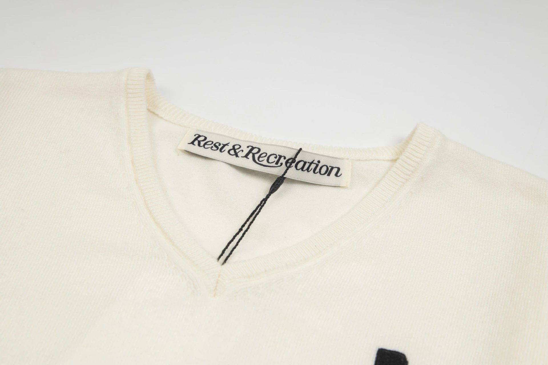 Rest & Recreation Stripe V-Neck Sweater Navy and White - 29