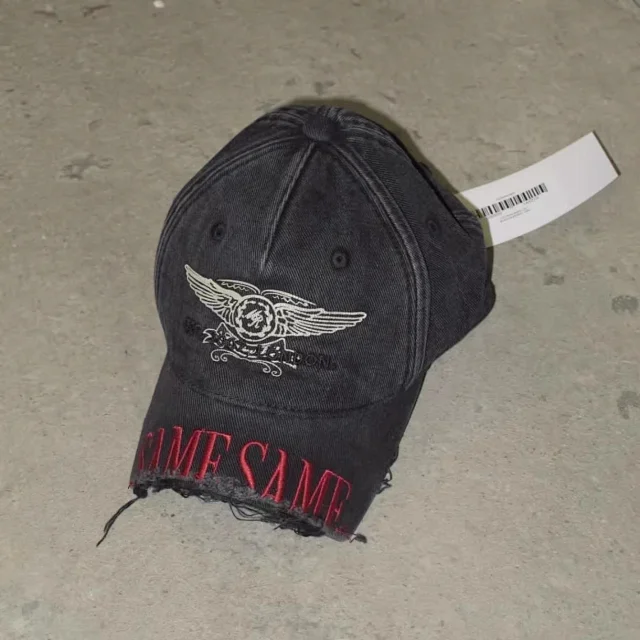 Martine Rose Hats Washed distressed embroidered baseball cap product detail image 5