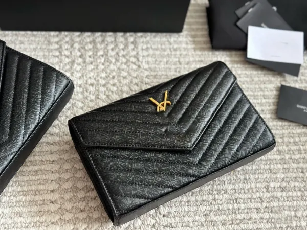 Saint Laurent Monogramme Envelope Wallet in Off-White with Gold Hardware - 3