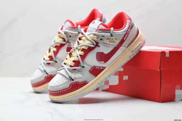 Nike SB Dunk Low 'Back to 2001' Red White Beige Sneakers - 1