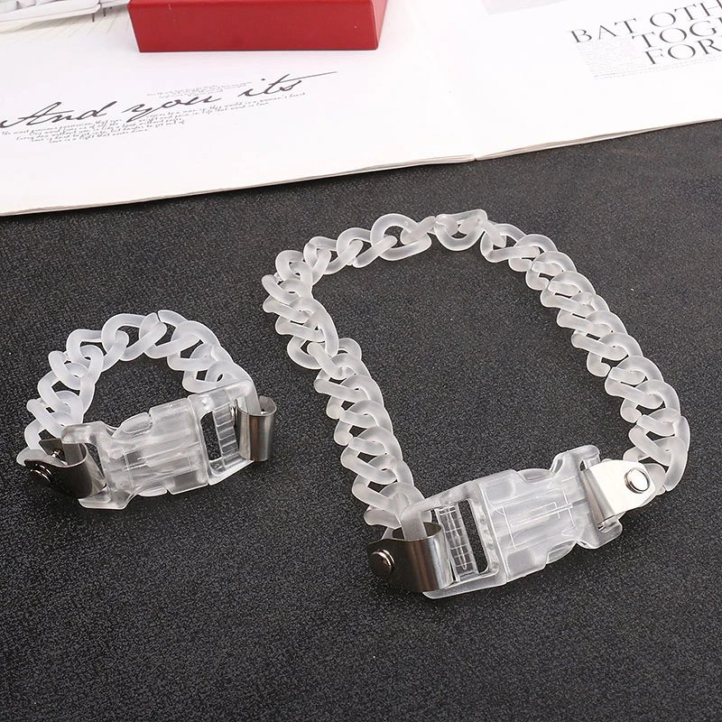 Transparent Acrylic Chain Clip Bracelet with Sculptural Bust Accessory - 17