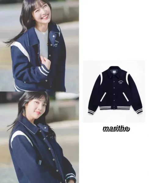 Marithe Francois Girbaud Varsity Jacket Navy with White Stripes Outerwear - 30