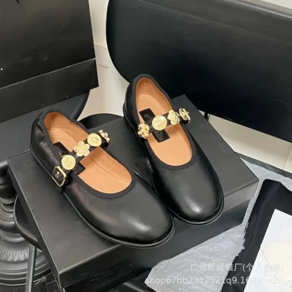 Versace Medusa Mary Jane White Leather Flats - 5
