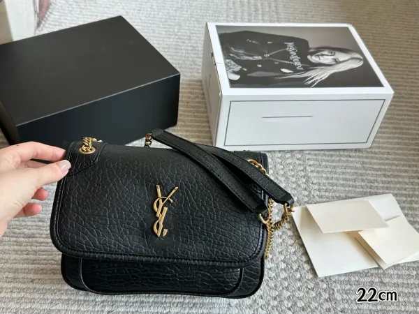 Saint Laurent Loulou Mini Chain Bag Black Leather - 1