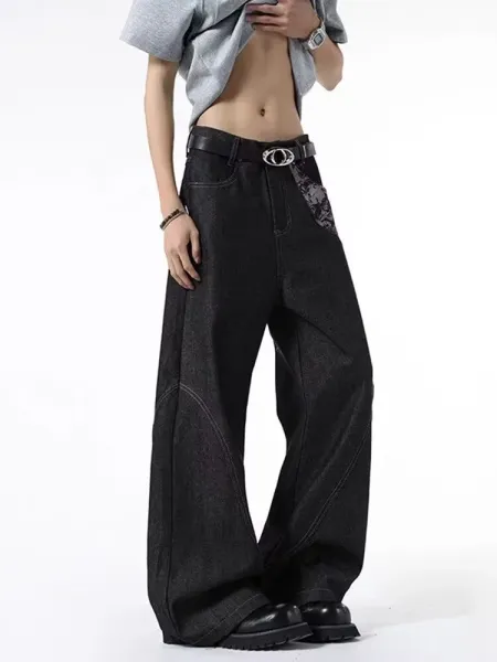 Gallery Dept. Embroidered Wide-Leg Black Jeans - 13