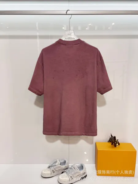 Gucci GCI Logo Embroidered Washed Denim Gray T-Shirt - 5