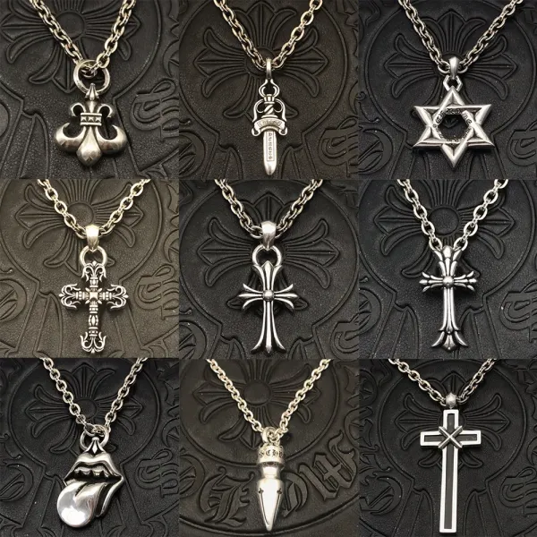 Chrome Hearts Inspired Cross Pendant Necklace Gold Jewelry - 2