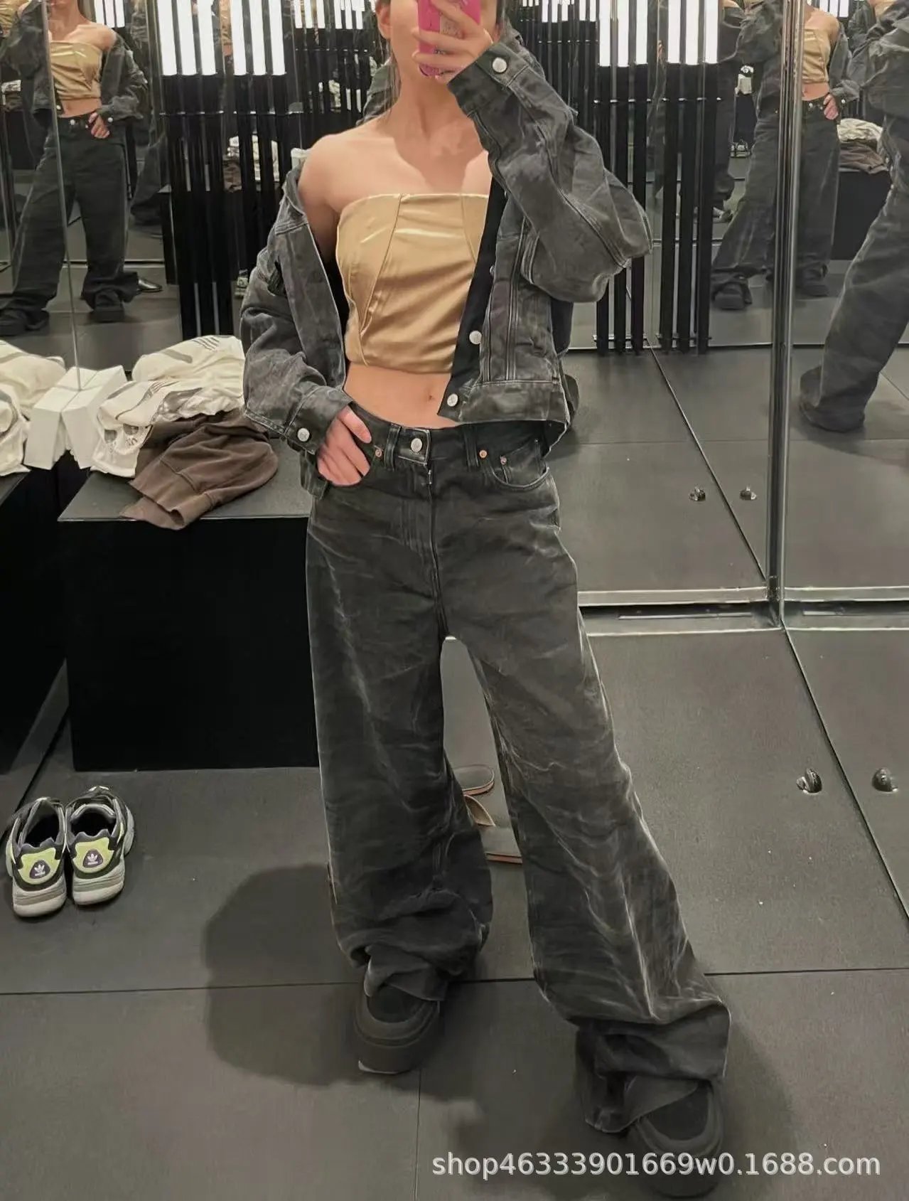 Gallery Dept. Distressed Wide-Leg Black Jeans - 18