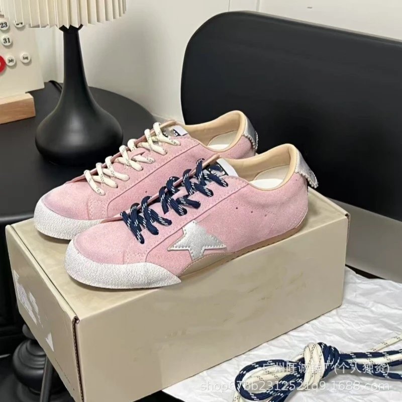 Golden Goose Superstar Pink Suede with Silver Star Sneakers - 13