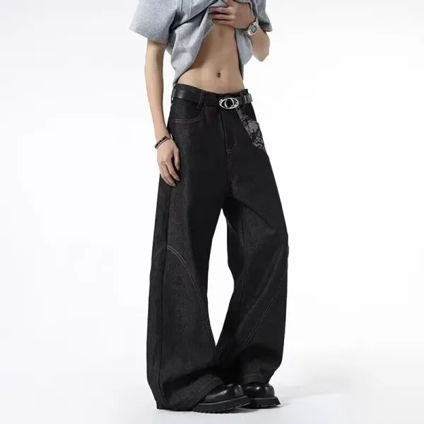 Gallery Dept. Embroidered Wide-Leg Black Jeans - 5