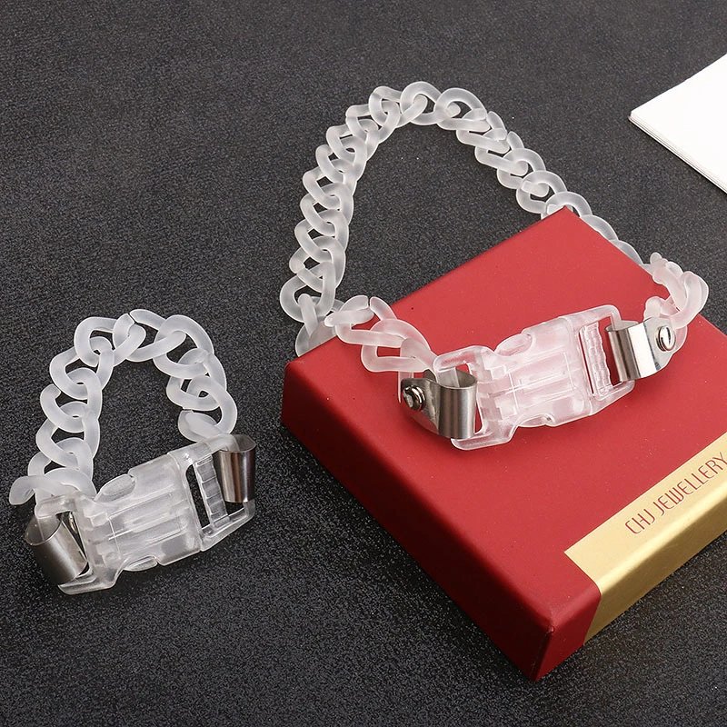Transparent Acrylic Chain Clip Bracelet with Sculptural Bust Accessory - 14