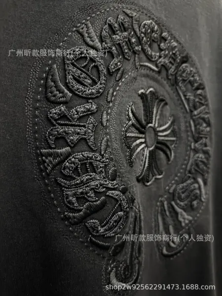 GRA 6603# Embroidered Cross T-Shirt Black - 14
