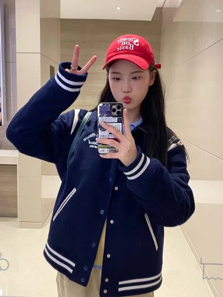 Marithe Francois Girbaud Varsity Jacket Navy with White Stripes Outerwear - 40