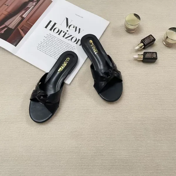 Chanel Bow-Embellished Mule Sandals Beige - 5