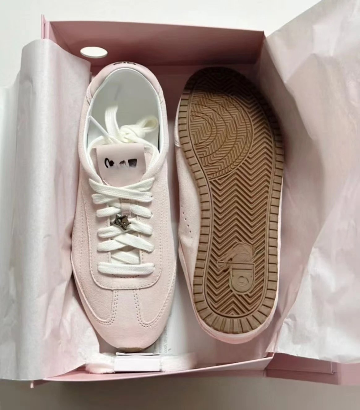 MMY Star-Embellished Suede Sneakers Pink - 4