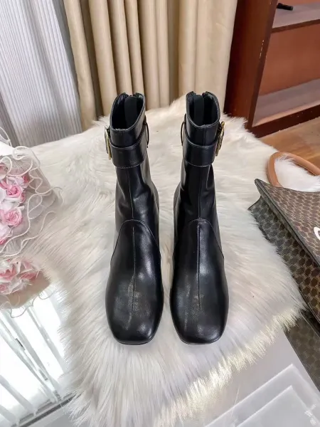 Celine Triomphe Buckle Ankle Boots Black - 4