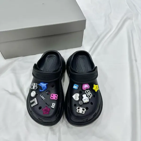 Balenciaga x Crocs Platform Clog Black with Charms Casual Shoes - 2