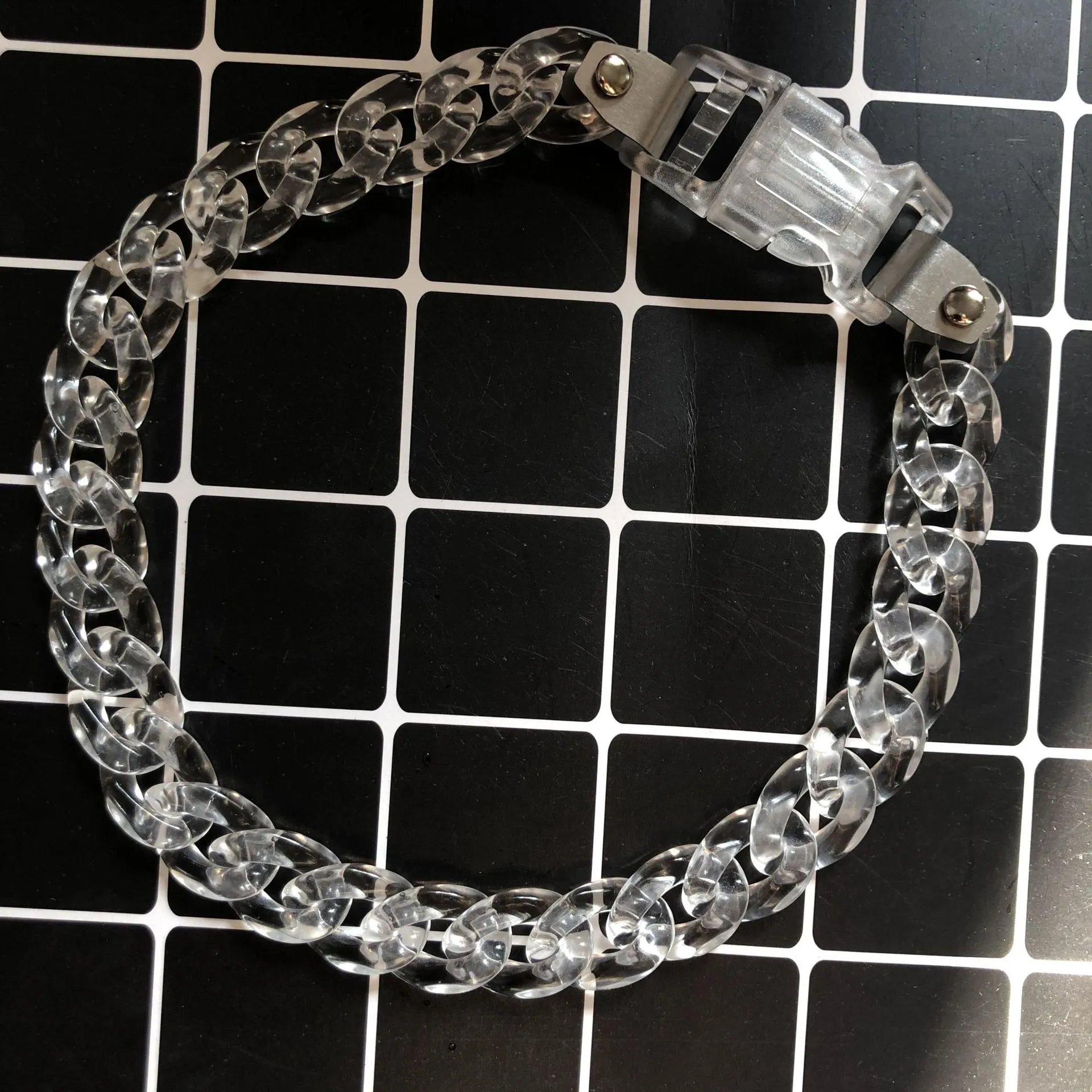 Transparent Acrylic Chain Clip Bracelet with Sculptural Bust Accessory - 7