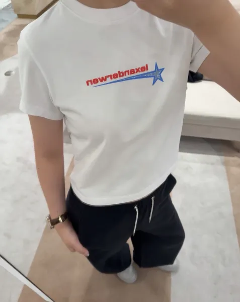 Alexander McQueen Star Logo Cropped White T-Shirt - 9