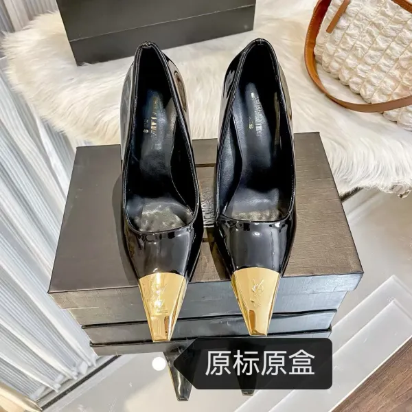 Saint Tears Metallic Tip Stiletto Heels Black/Gold - 3