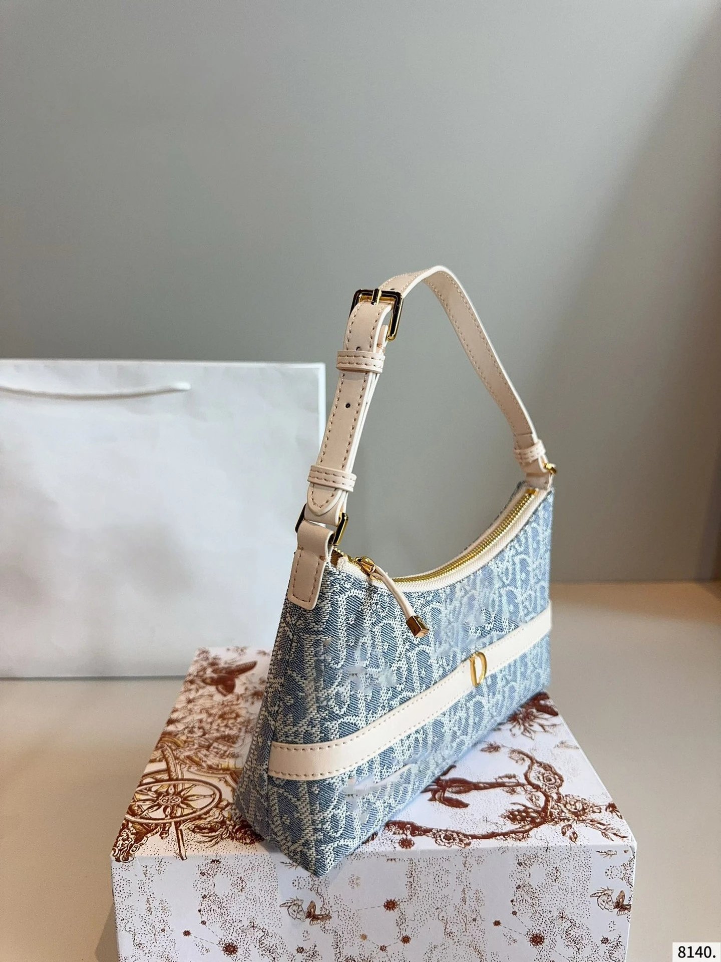 Dior Book Tote Mini Denim Oblique Blue Shoulder Bag - 6
