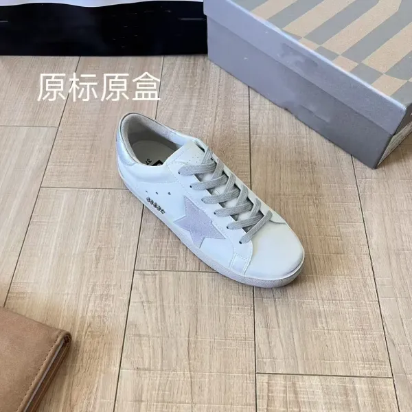 Golden Goose Superstar White Glitter Star Sneakers - 9