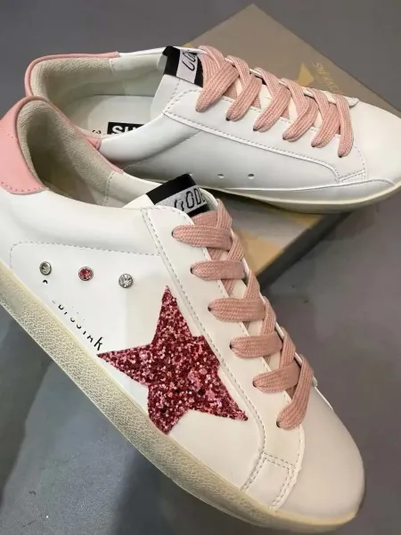 Golden Goose Superstar White Glitter Star Sneakers - 15
