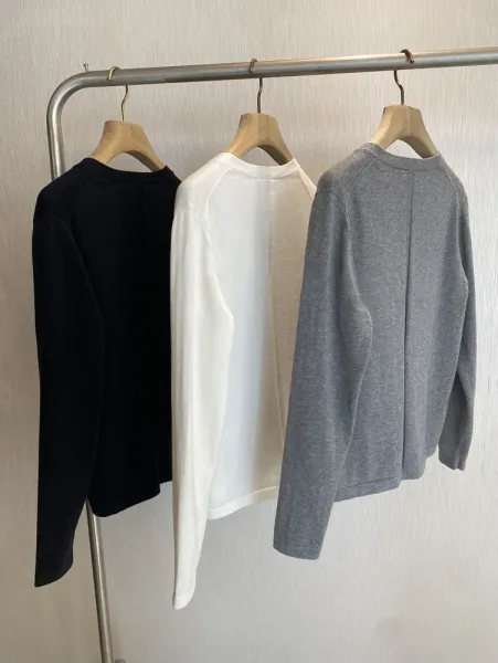 Minimalist V-Neck Cardigan in Gray, White, and Black - 6