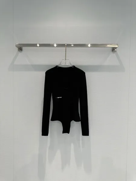 Sandra Black Velvet Long-Sleeve Bodysuit - 6