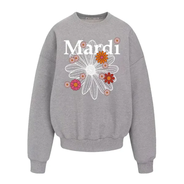 Mardi Floral Print Oversized Sweatshirt Gray - 4