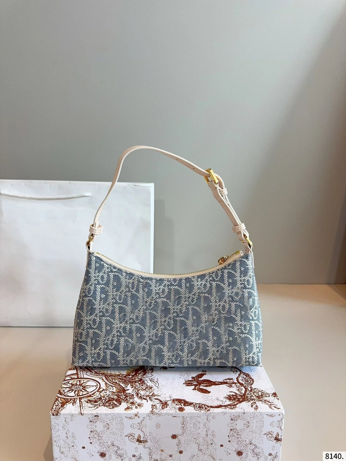 Dior Book Tote Mini Denim Oblique Blue Shoulder Bag - 7