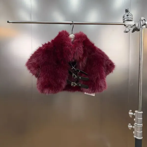 Faux Fur Corset Bolero Beige Outerwear - 26