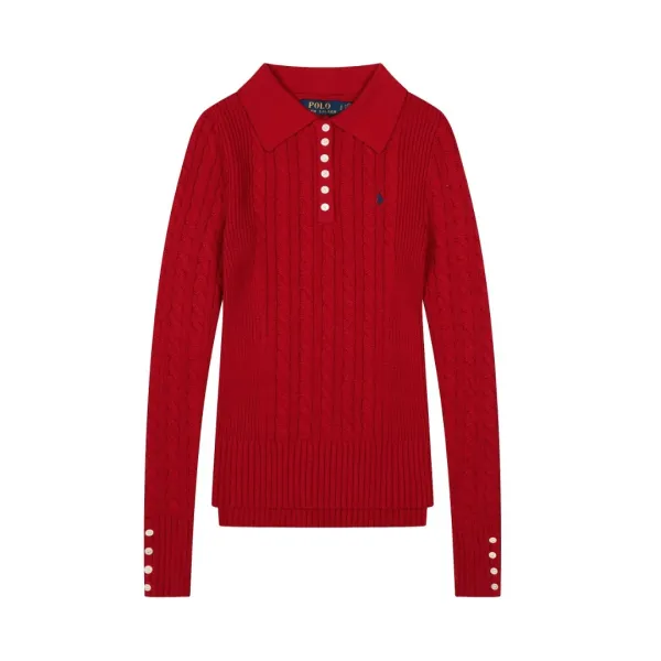 Ralph Lauren Cable Knit Polo Black Sweater - 23