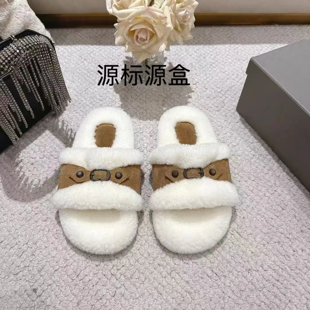 UGG Fluff Slide White Suede Shearling Slippers - 8