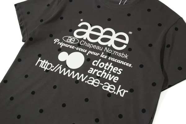 aeae Polka Dot Archive Print T-Shirt Gray - 8