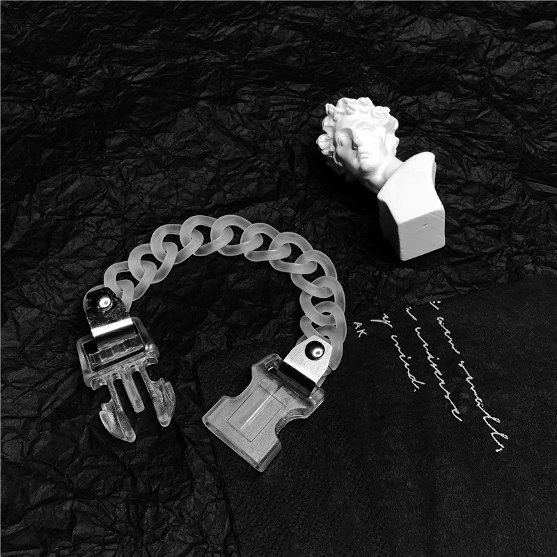 Transparent Acrylic Chain Clip Bracelet with Sculptural Bust Accessory - 16