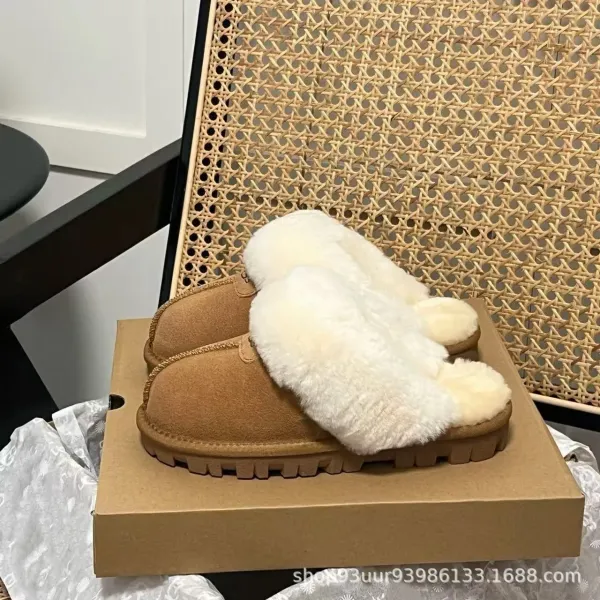 UGG Fluff Yeah Slide Beige Shearling Slippers - 3