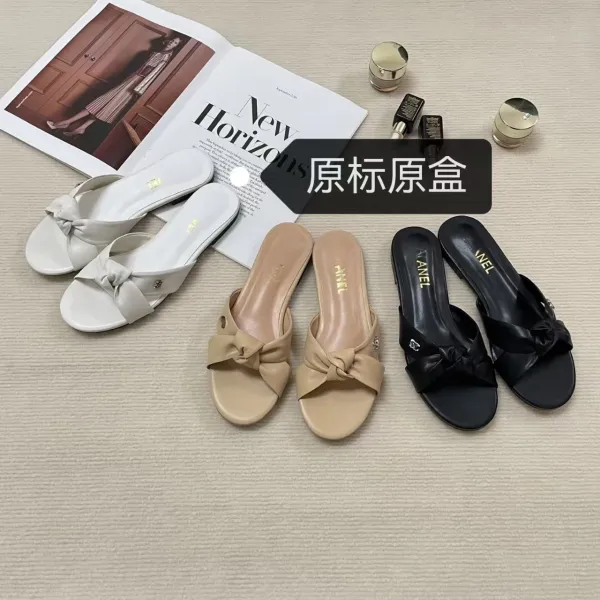 Chanel Bow-Embellished Mule Sandals Beige - 2