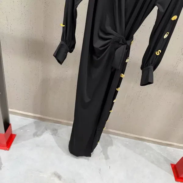 Versace Medusa-Embellished Wrap Dress Black - 7
