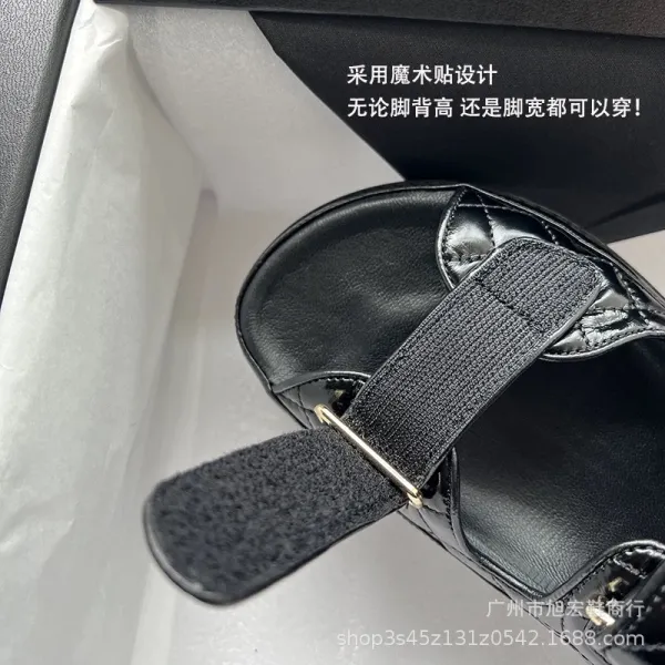 Chanel CC Logo Quilted Leather Sandals Black - 4